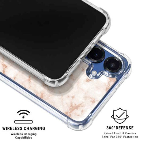 White Rose Gold Marble Galaxy S25 Clear Case